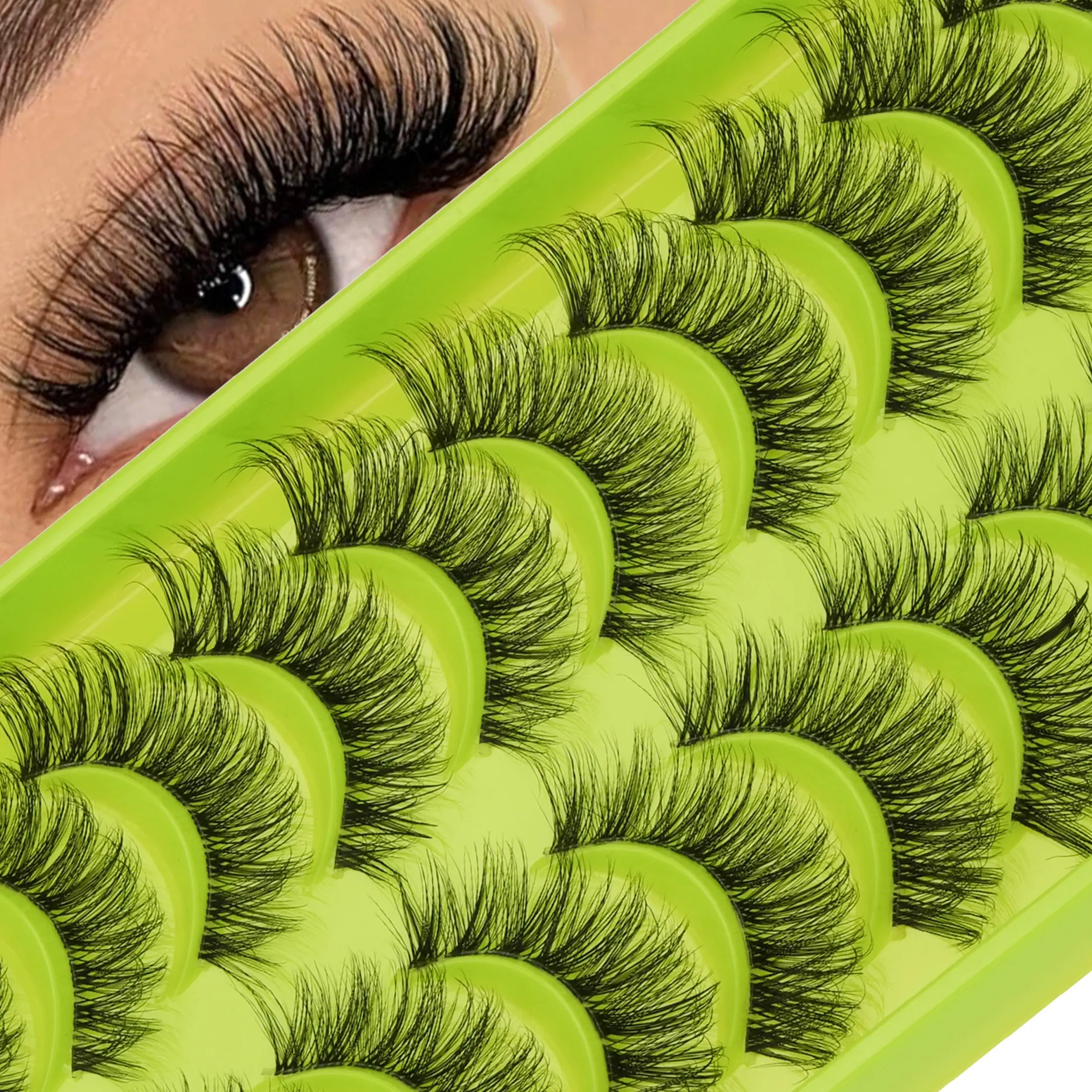 10 Pairs of Transparent False Eyelashes with Soft Dense Hair Tips, European Trend Design for Stunning Eye Makeup Perfect for Selfies and Parties, Strip Lashes