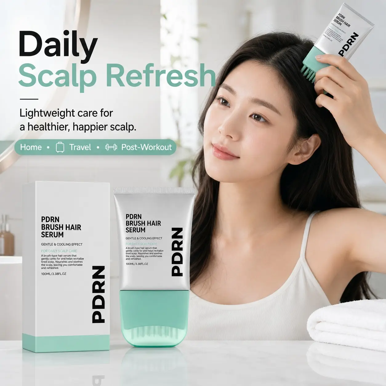 Pdrn Scalp Essence Liquid, Korean Scalp Care Serum, Cooling Relief Ice Sensation, Hair Root Nourishment, 100ML, Home & Outdoor Use