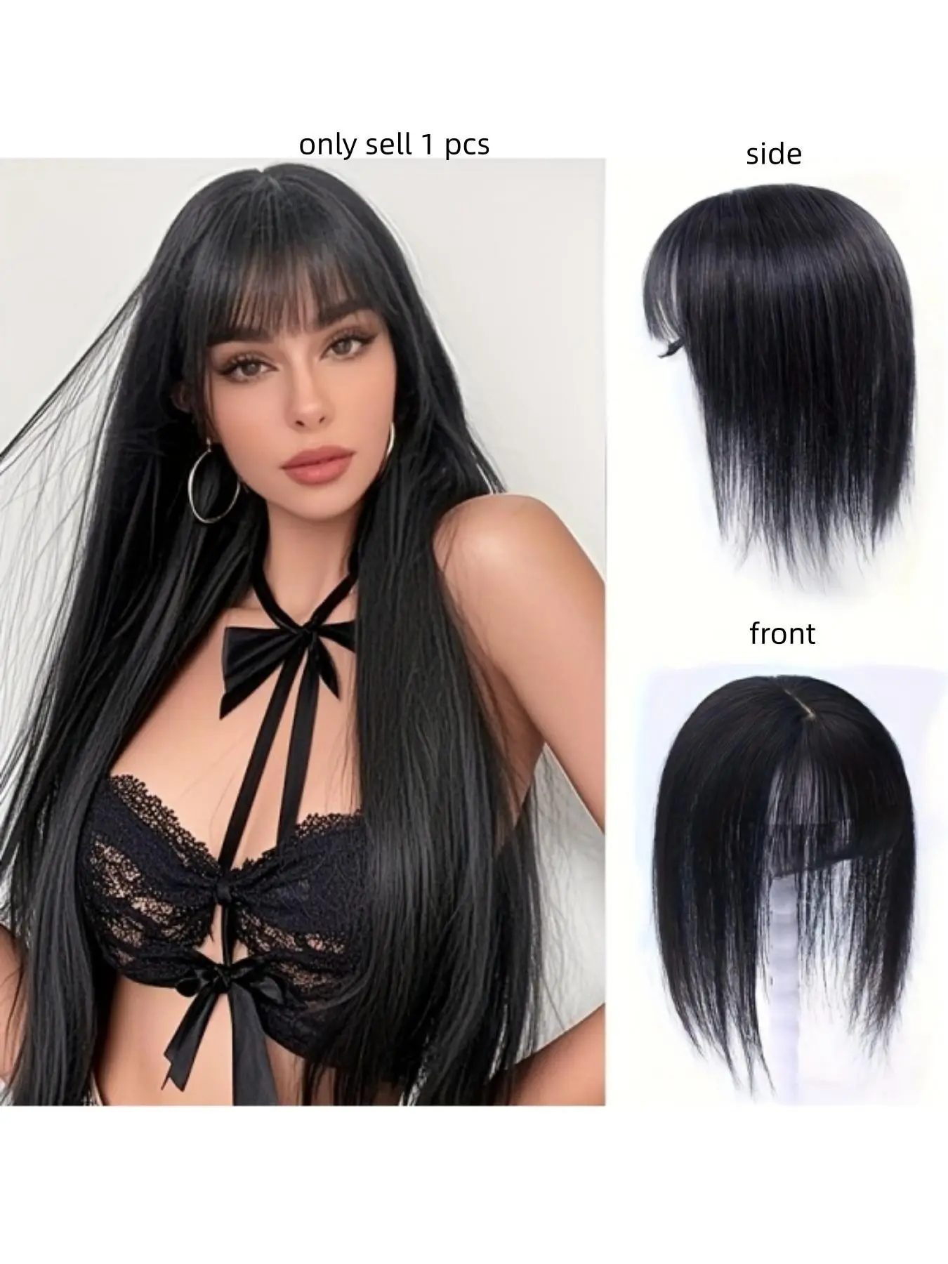 Straight Bangs Clip In Hairpiece Natural Hairline Synthetic Hair Extension for Thin Hair Add Volume Instant Thick Hair Fringe Extension Cover Bald Spots Easy Wear Hair Accessory for Women Daily Styling