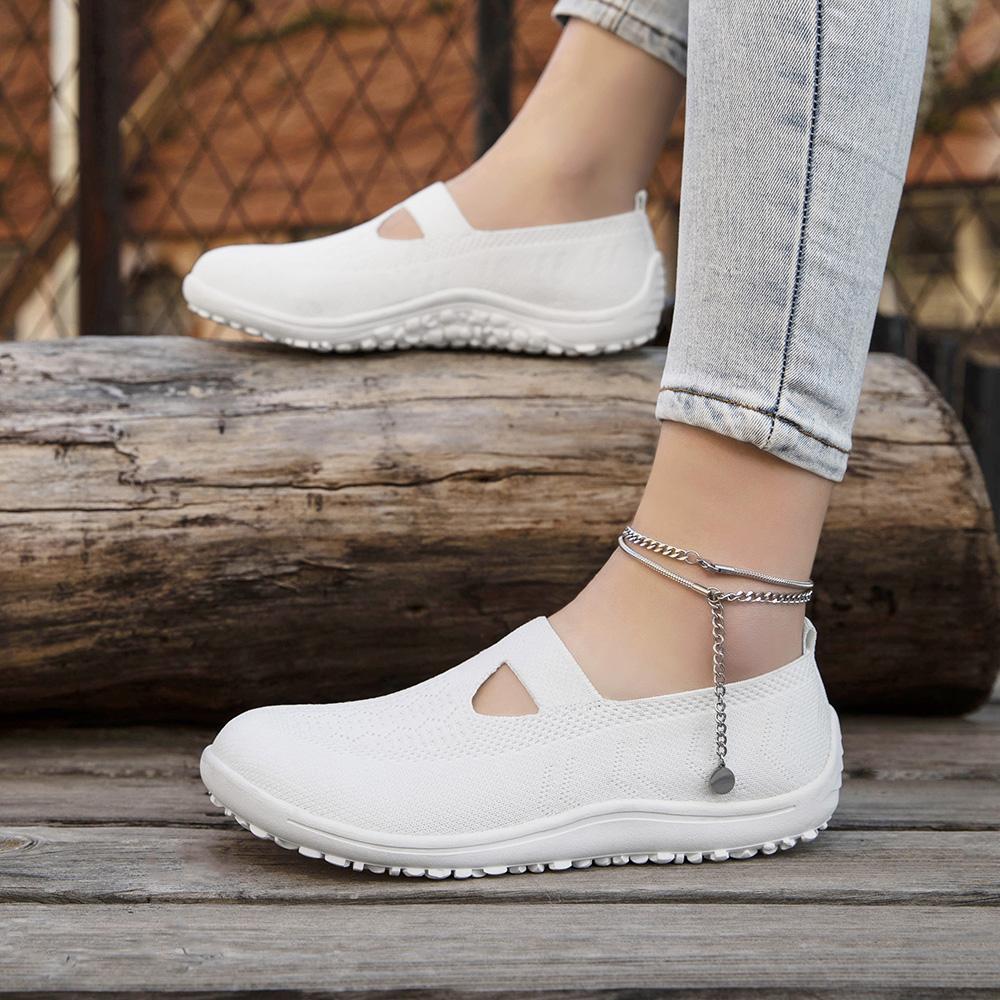 Ultra Light Women's Knit Slip On Flats Featuring Wide Toe Box Barefoot Design Zero Drop Sole and Breathable Material for Healthy Natural Foot Function