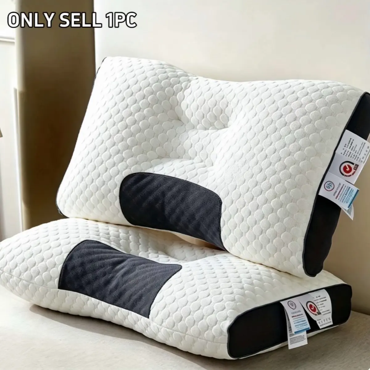 Sleeping Pillow, Soft Comfortable Breathable Neck Pillow, Neck Protection Sleep Massage Pillow Core, Sleeping Pillow for Home Bedroom Dormitory, Bedding Supplies