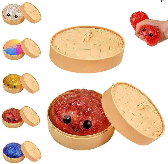 Dumpling Squishies carry around soft non-stick hand squeeze pull back decompression toy