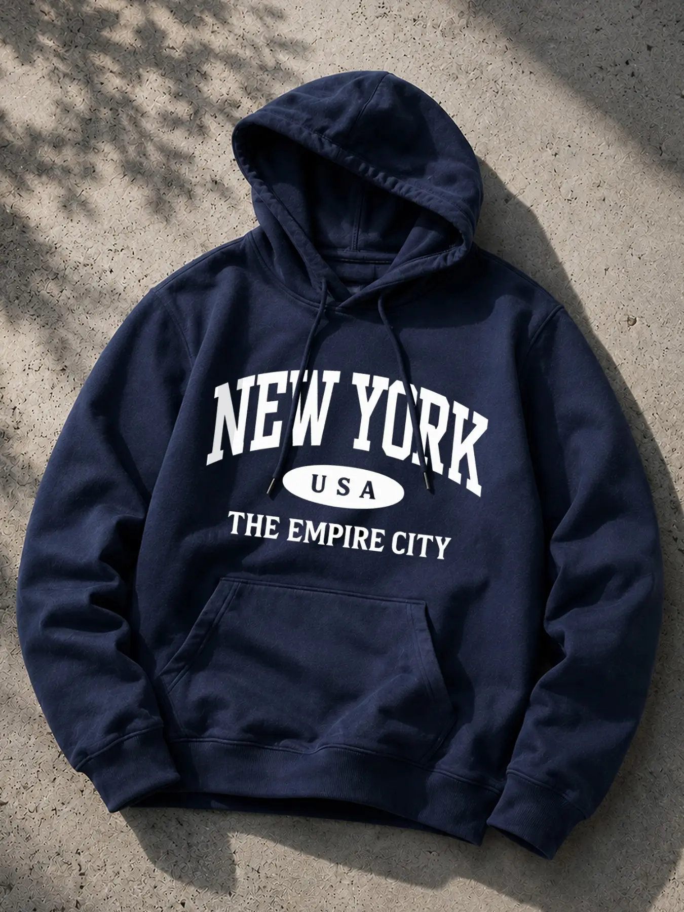 Men's New York Letter Print Sweatshirt, American Urban Style Hooded Pullover, Loose Fit Casual Streetwear, Trendy Hat Shirt