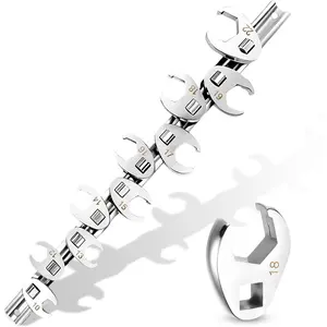 Metric drive wrench set, 10-22 mm, made of CR-V steel, suitable for repairs in narrow spaces of cars and pipes, comes with a clip-on organizer