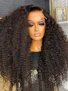 13x4x1 Front Lace Wig, 180 Density, 26 Inches Long, No Glue, Natural Curly Hair, Soft, Breathable, Heat Resistant, All Seasons