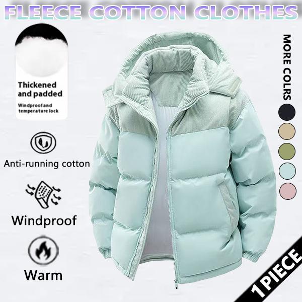 Winter hooded casual fleece-lined men's coat,removable hood,warm color-blocked cotton jacketcouples' style winter cotton coat, outerwear top. SpringStatements