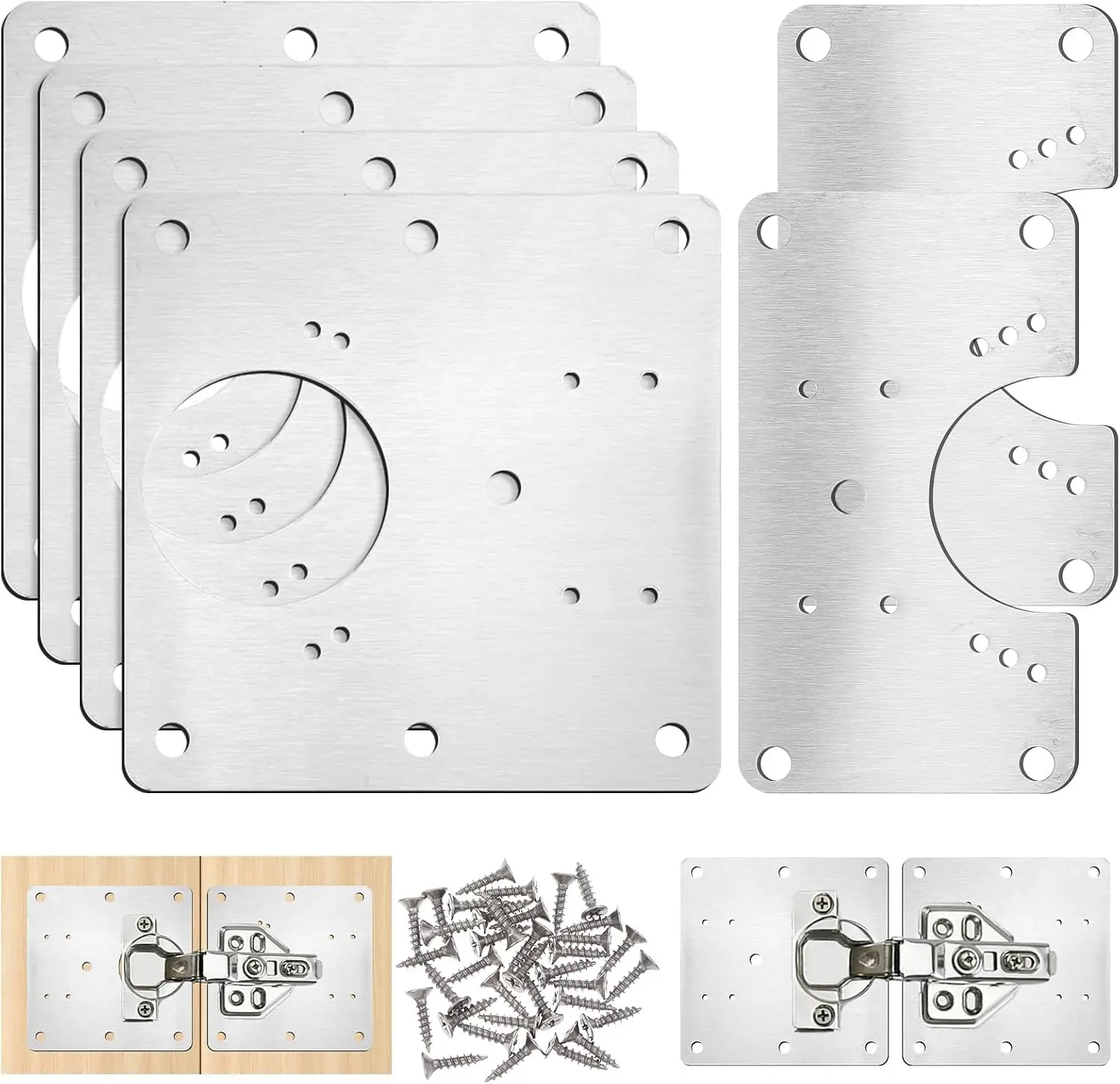 6Pcs Cabinet Hinge Repair for Furniture with 36 Screws| Hinge Repair Kit for Cabinet Doors, Stainless Door Hinge Mounting