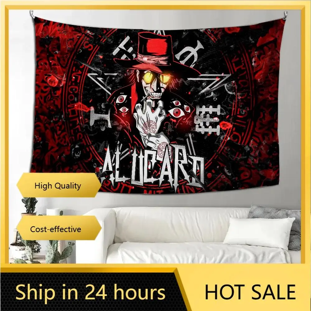Alucard Hellsing Printed Vampire Tapestry, Home & Party Backdrop Decoration, Hanging Cloth with Hanging Clips for Indoor Bedroom Aesthetic Decor