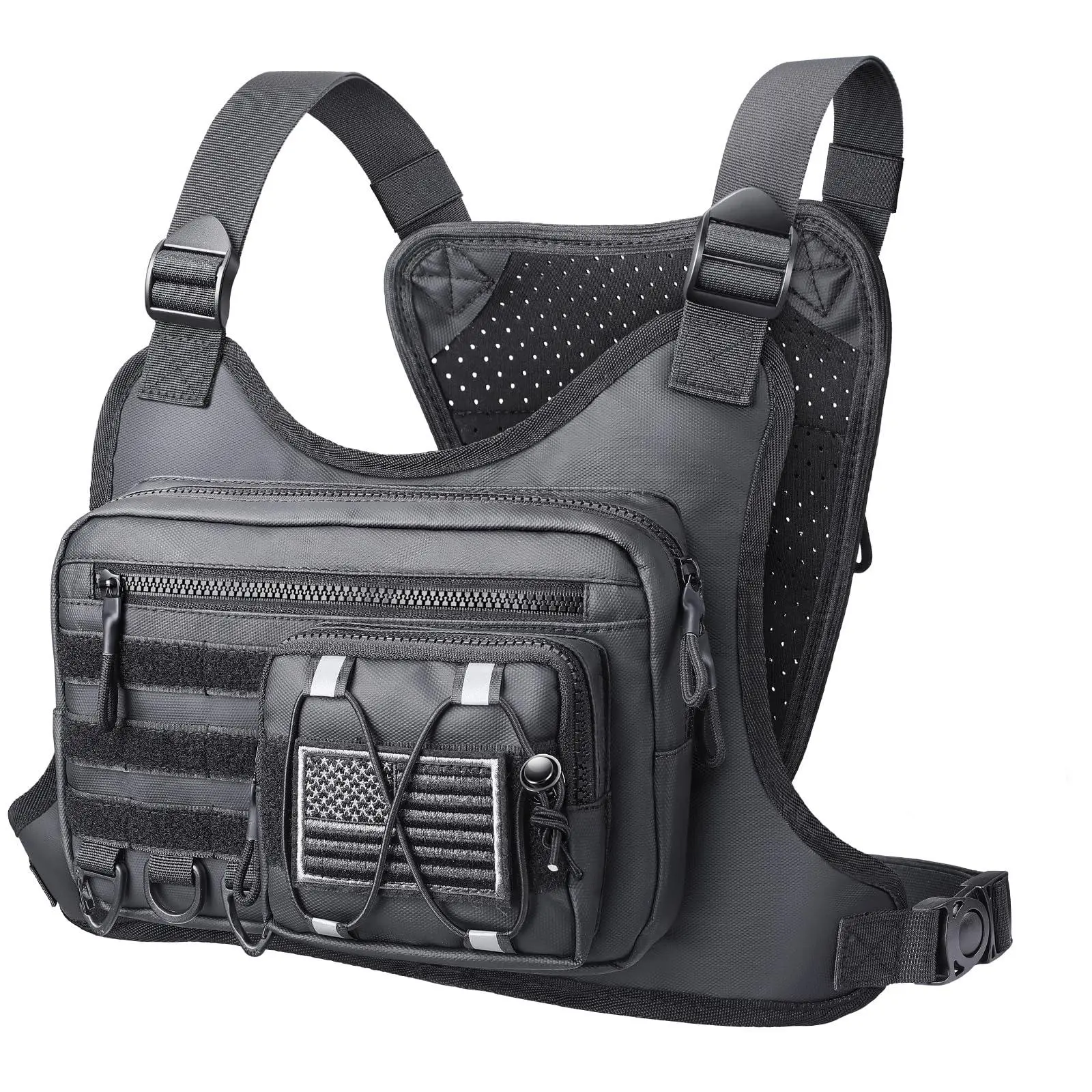 Chest Bag for Men Women, Tactical Chest Rig with Holster, Sport Chest Pack for Outdoor, Running Vest for Hiking, Cycling, Travel, Workouts, EDC Training Jogging Equipment Men's Accessories