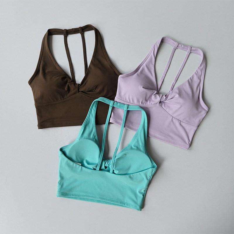 New Sports Bra Women's Fixed Push-up Twist Pilates Yoga Clothing Gym Beautiful Back Running Fitness Training Yoga Vest Tops