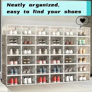 24-piece set, transparent shoe box, plastic box, side-opening transparent door-style shoe box, shoe storage box, household artifact, space-saving shoe rack, shoe cabinet, household dormitory dustproof shoe rack, shoe cabinet, storage box