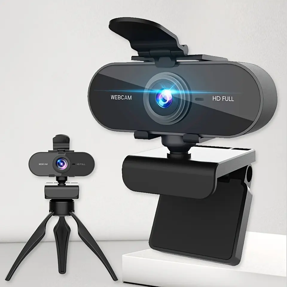 Prime Full HD 1080P Computer Webcam with Microphone, 2-Way Audio, 4MP Pixels, Motion Sensor, Barking Detection, Privacy Cover, Stand for Voice Calls, Conferences
