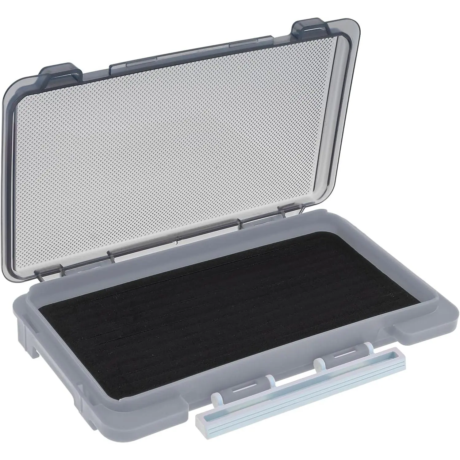 Fishing Tackle Box Slit  Case, Super Slim Fishing Lures Jig Box Hooks Spinners Spoons Storage Tackle Tray, (6.8 * 3.8 * 0.8inch) (Gray)