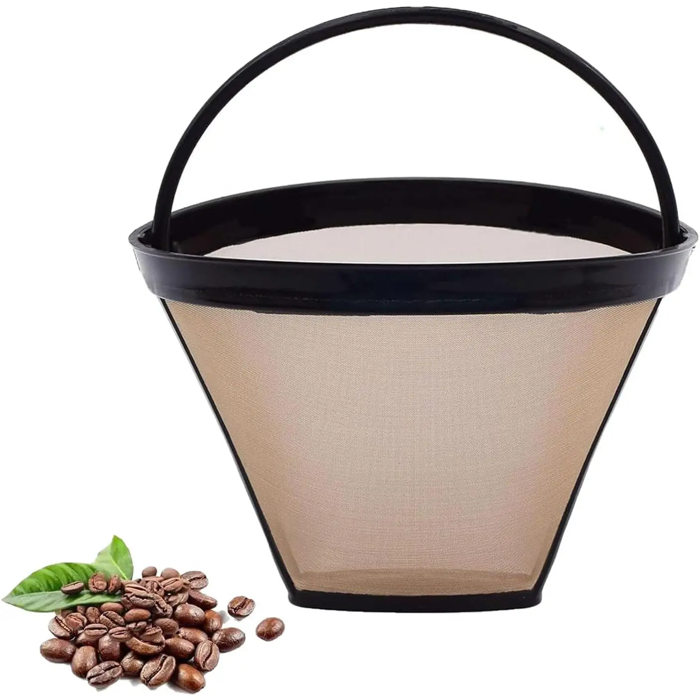 Reusable #4 Mesh Steel Cone Filter Basket, 1-Pack Permanent Replacement Accessory for Compatible Coffee Makers, Reusable Coffee Filter