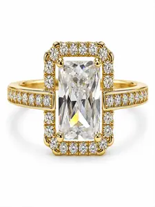 Daisini Women's Zircon Rectangle Ring, Halo Band, Elegant Marble Pattern, All-Season Jewelry Gift