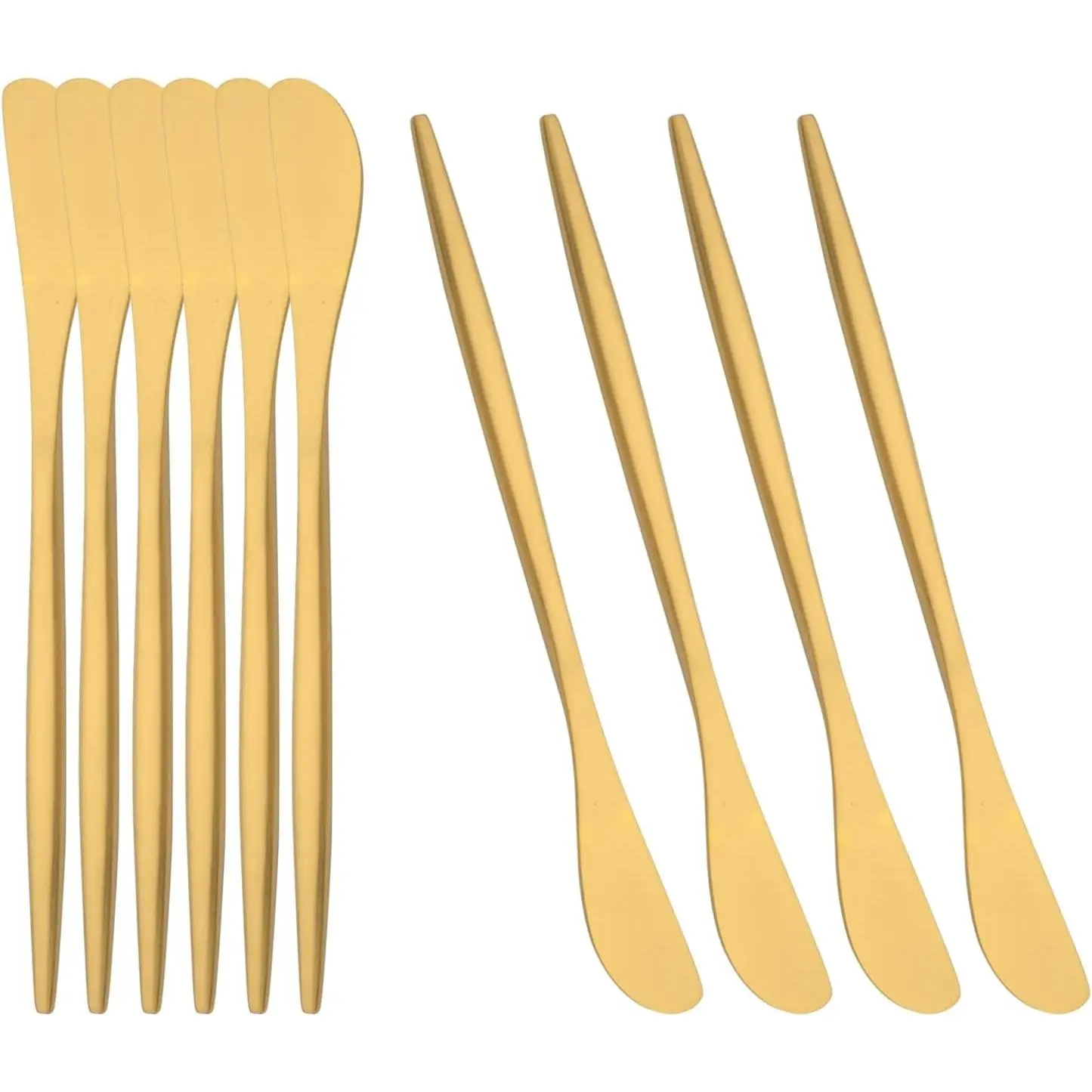 10 Pack Gold Cheese Spreader Knife, Stainless Steel Butter Spreader, 6.9 inches, Condiment Knives for Peanut Sandwich Cream Breakfast Dessert, Matte Serving Utensils