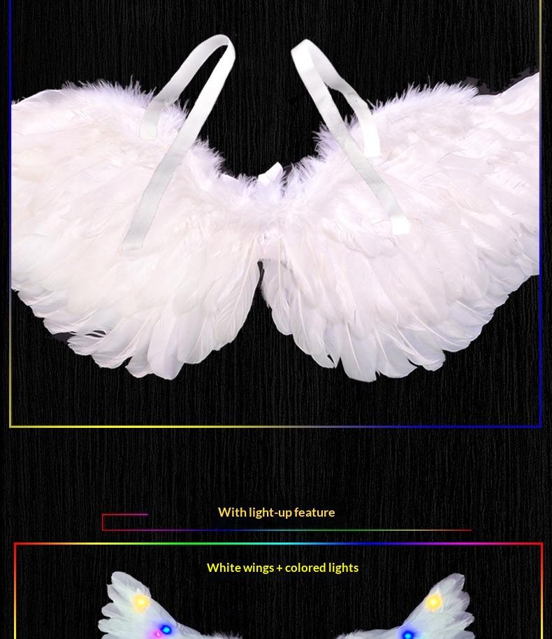 LED Light Source Glowing Feather Wings for Adults & Children Performance Props with Three-speed Switch Colorful Lighting & Built-in Battery