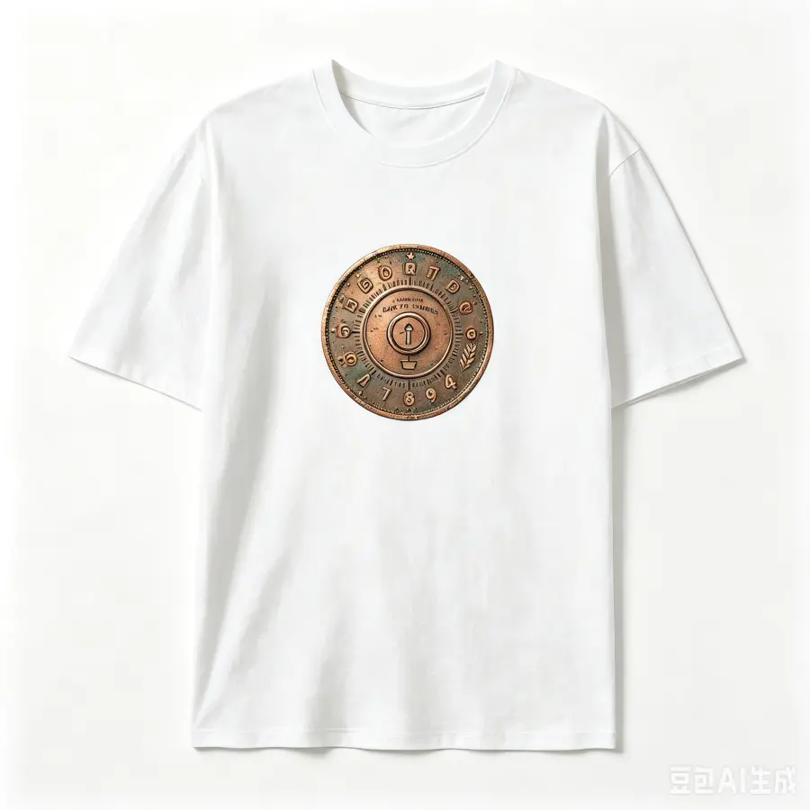 Men's Vintage Copper Dial Graphic Oversized Casual Classic Short-Sleeve Cotton T-Shirt - Menswear Top, Retro Fashion Outfit, Ideal Holiday Gift For Family & Friends, Shortsleeve