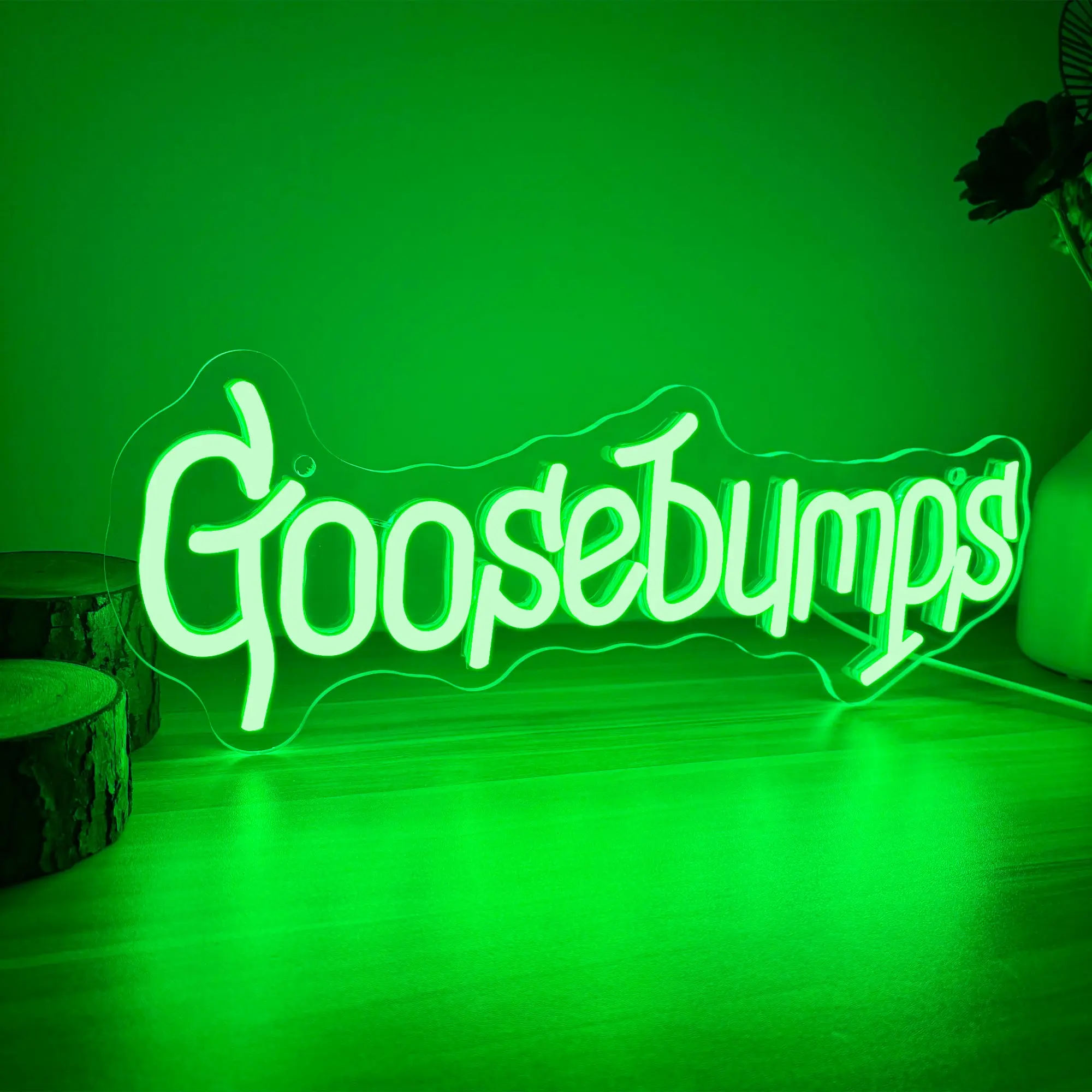 Horror atmosphere goosebumps LED neon lights, USB-powered hanging wall art neon lights for Halloween and Christmas. Dimmable and perfect for horror fans, perfect for classrooms, bookstores, reading nooks, clubs, and parties, LED Wall Decor
