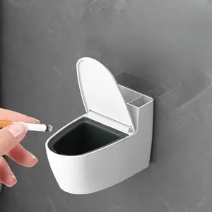 Creative Wall-Mounted Ashtray for Bathroom Toilet, Home Use, Trendy Design, Living Room, Bathroom, Toilet, with Lid, High Capacity