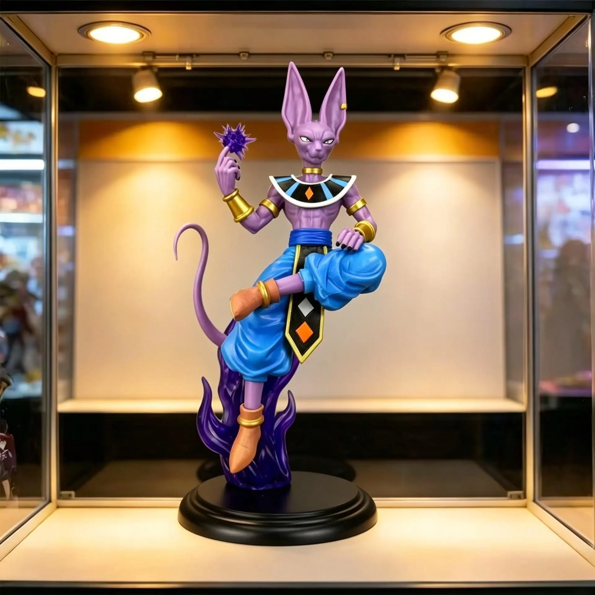 Dragon Ball Figurine Base, Beerus Sitting Pose God Statue, Anime Secondary Model, Desktop Car Ornament, Gift Collection, Collectible Pvc Figure