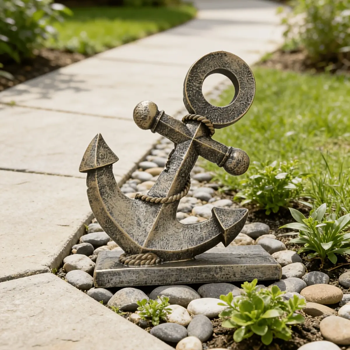 Single Pack Resin Anchor Nautical Statue, Cost-Effective Freestanding Coastal Sculpture Combo, Space-Saving Multi-Functional Marine Decor Set for Seafood Restaurants & Beach Resorts Commercial Props