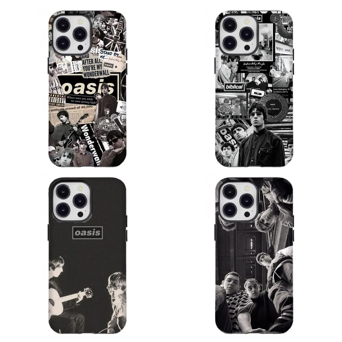 Vintage O-Oasis Band Smartphone Casing - Classic Britpop Black & White Collage Aesthetic, Custom Handheld Wireless Devices Accessory for iPhone 12-17/11,for Samsung S21-S25, Ideal Gift for Rock Fans