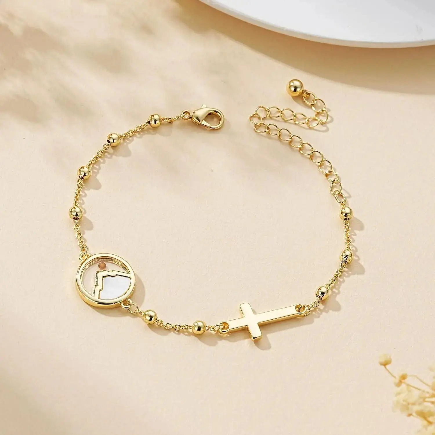 Women's Nylon Mustard Seed Wristband Bracelet with Engraved Cross Emblem, Adjustable Religious Faith Jewelry, Christian Scripture Charm Faith Gift for Baptism Confirmation