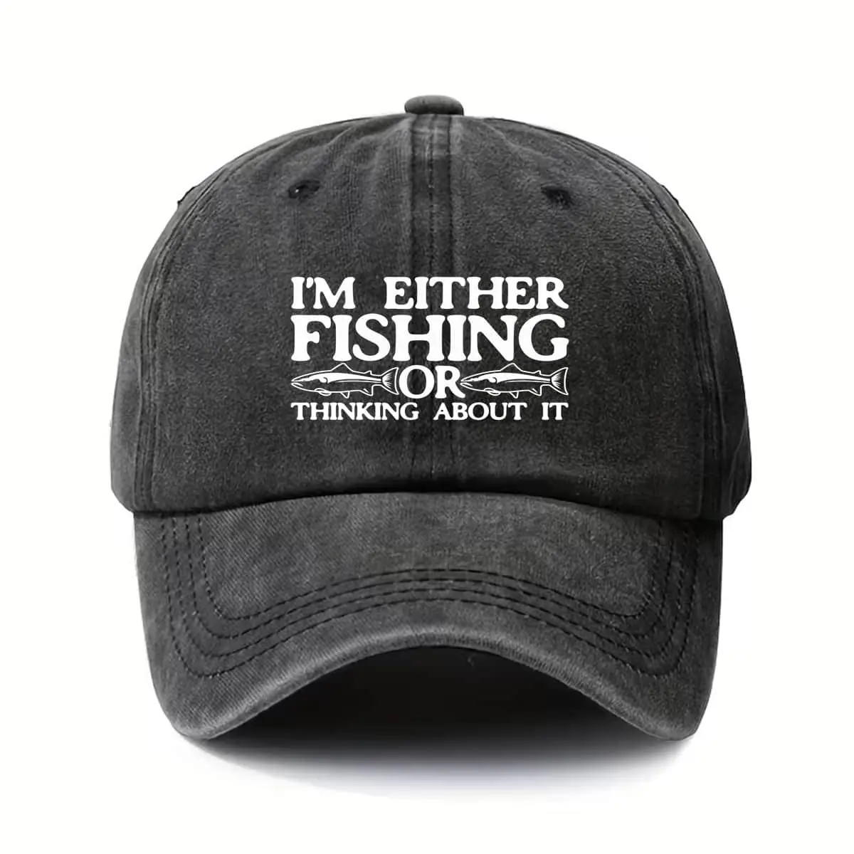 Baseball Cap- I'm Fishing and Thinking About Fishing Cap- Lightweight Adjustable Trucker Cap- Dad Hat, Unisex Cap for Outdoor Sports, Hiking, and Camping
