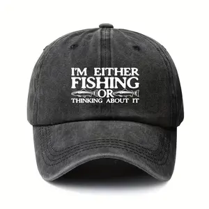 Baseball Cap- I'm Fishing and Thinking About Fishing Cap- Lightweight Adjustable Trucker Cap- Dad Hat, Unisex Cap for Outdoor Sports, Hiking, and Camping