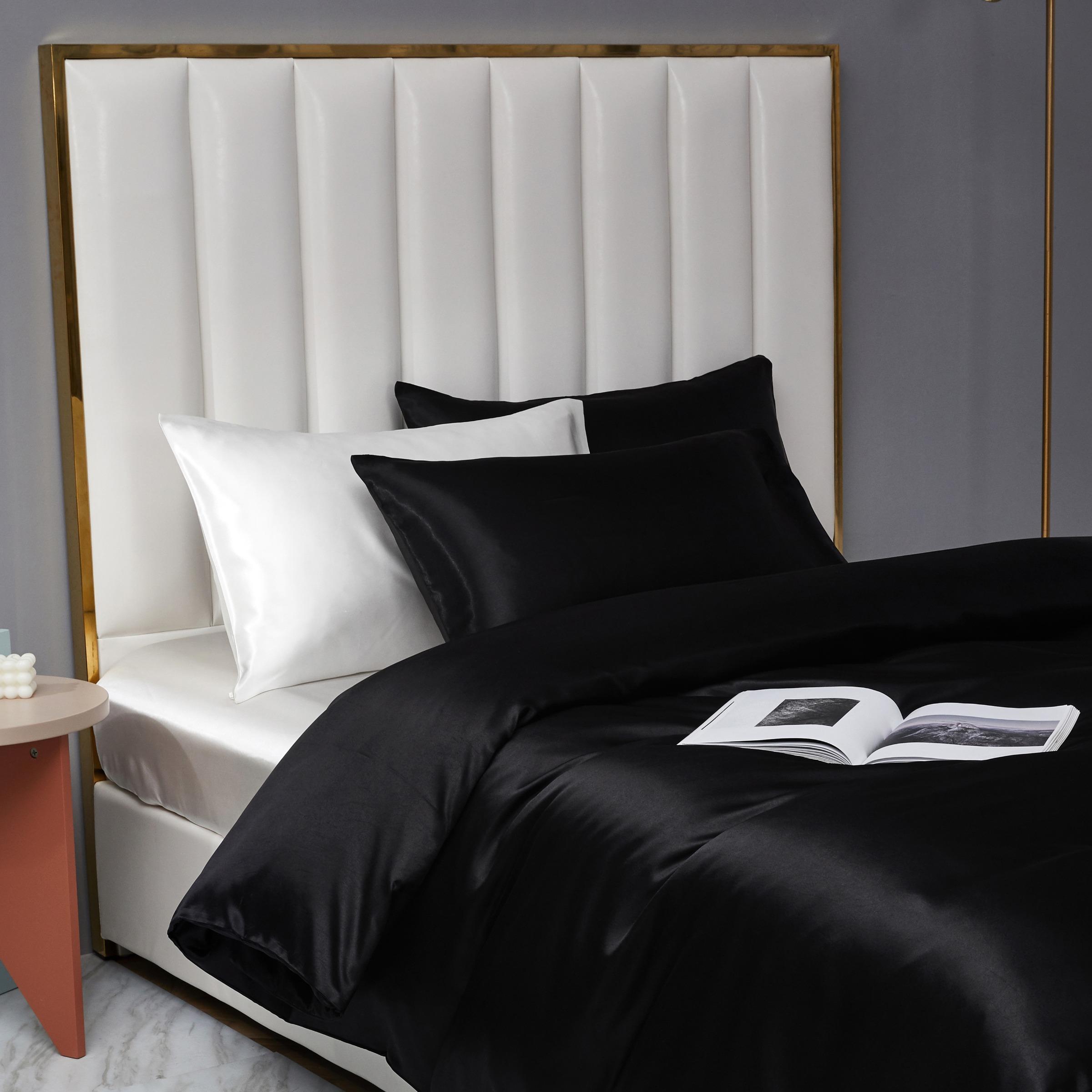 Solid Color Soft Satin Bedding Set, Including 1 Count Duvet Cover & 1/2 Counts Pillowcase without Filler, Soft Comfortable Bedding Set for Home Bedroom