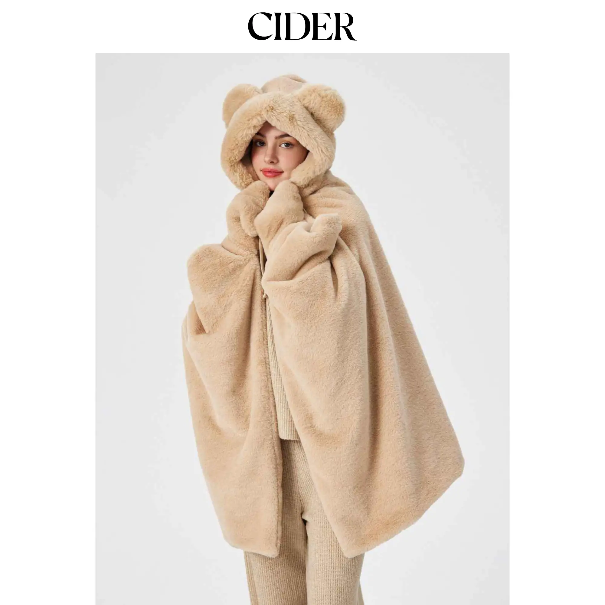 Cider BEAR EAR FUZZY BLANKET WITH HAT & GLOVES