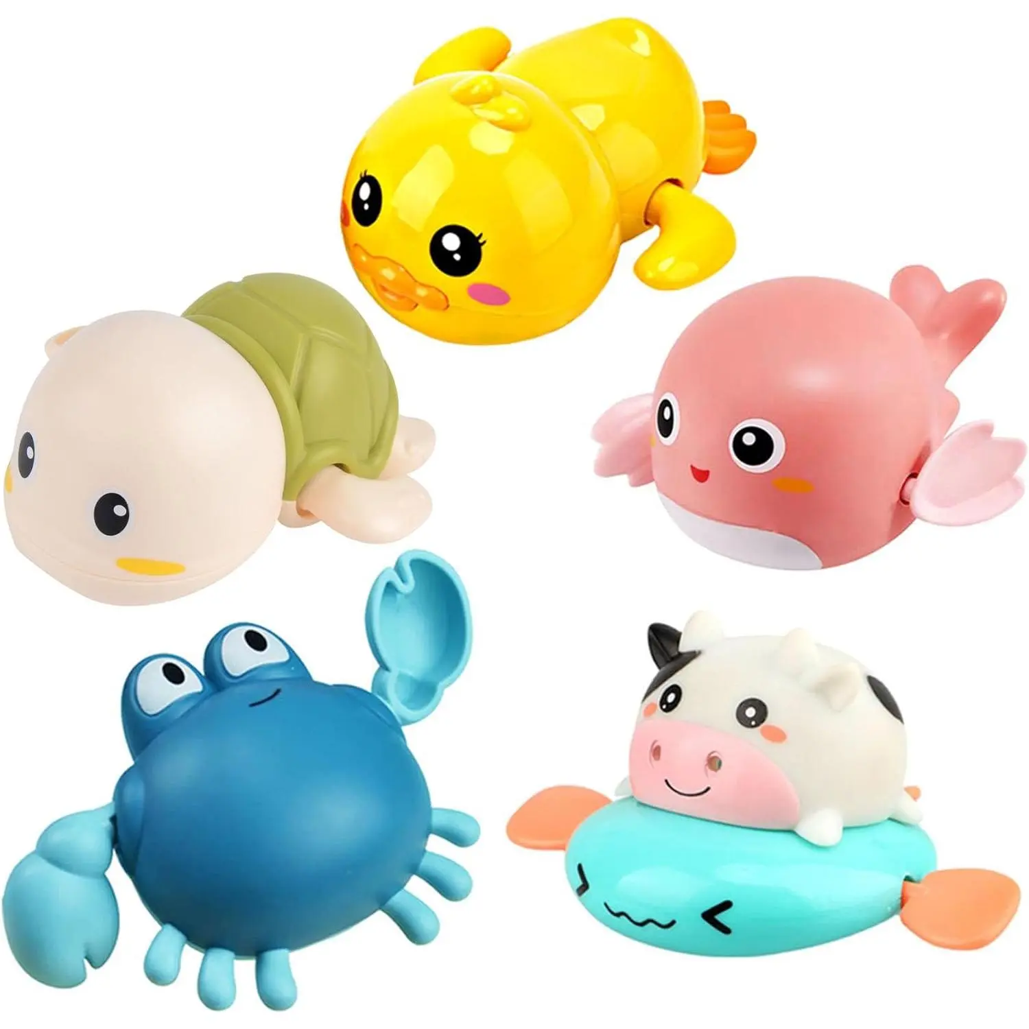 Bath Toy,Cute Animal Clockwork Bathtub Swimming Pool Toy,Baby Bath Toys  Toddlers 1-3, Boys & Girls Water Bath Toy Set,5 Pack New model