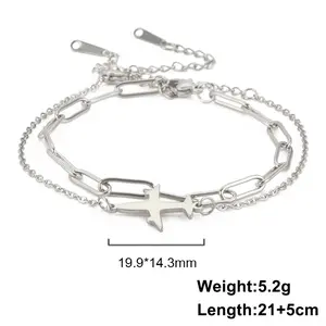 Hot-selling, stylish 18K gold-plated stainless steel mini airplane pendant anklet for women – perfect for summer beach wear.