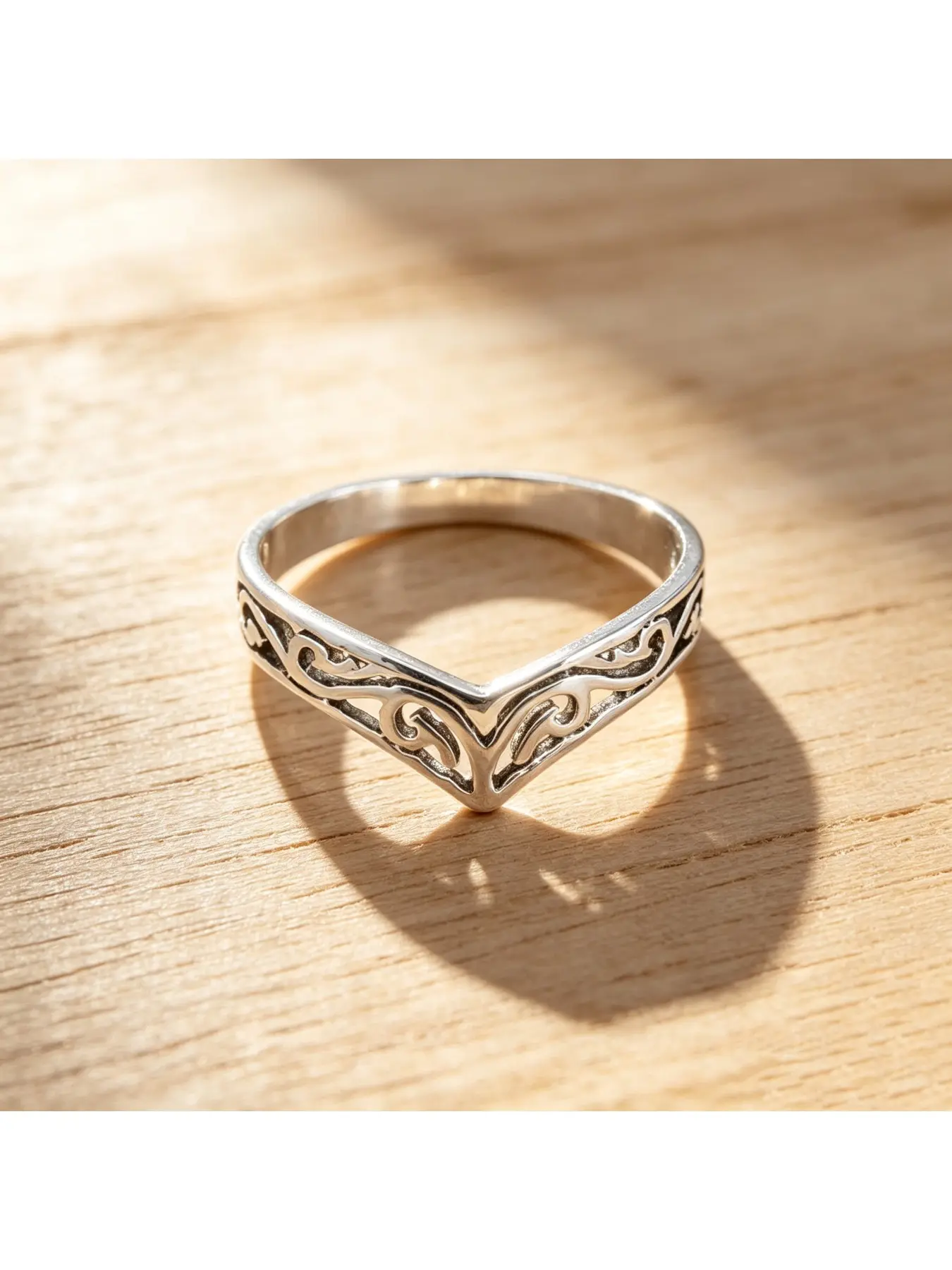 V-shaped Tarnished Hollow Scroll Vintage Silver Boho Women Halo Ring, Retro Engagement Ring, Thoughtful Valentine Gift, Elegant Party Ring, Textured Daily Stack Ring for Engagements, Thanksgiving Gifts and Casual Office Layered Styling