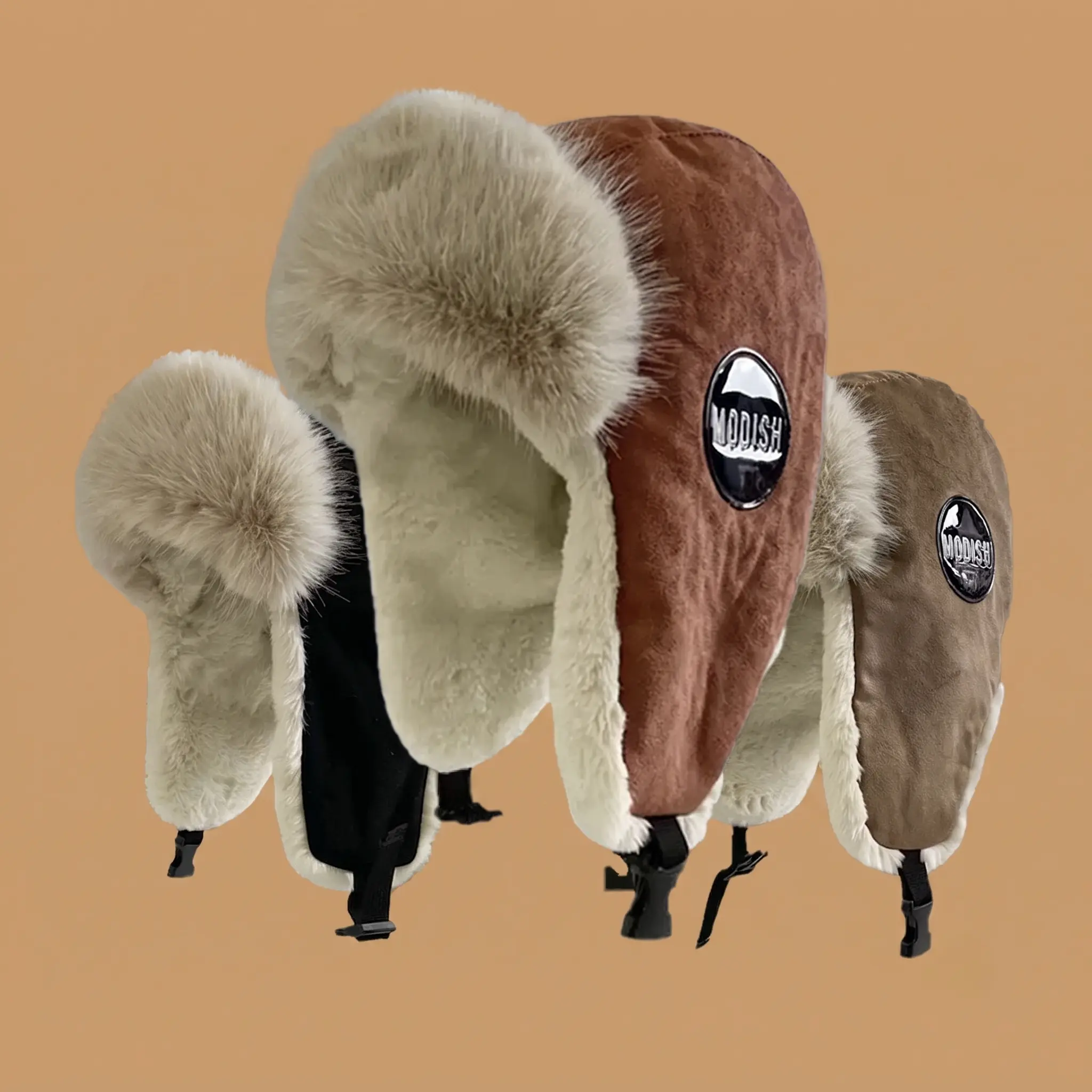 Unisex Winter Trapper Hat with Faux Fur Brim and Ear Flaps, Warm Winter Hat, Ski Hat