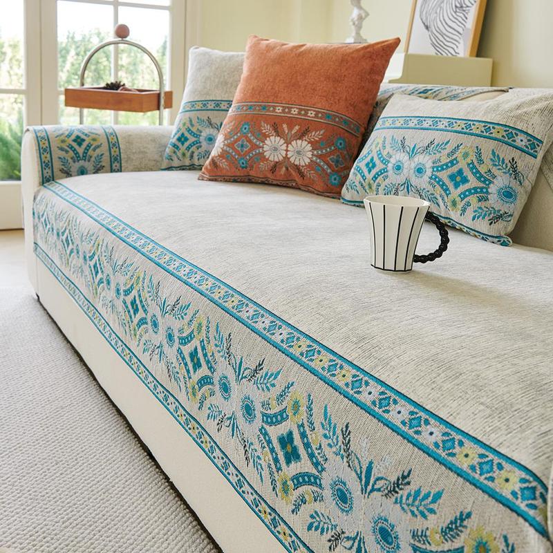 Floral Pattern Sofa Cover, 1 Count Non-slip Sofa Towel, Sofa Protector, Dustproof Sofa Cover, Home Decor Supplies