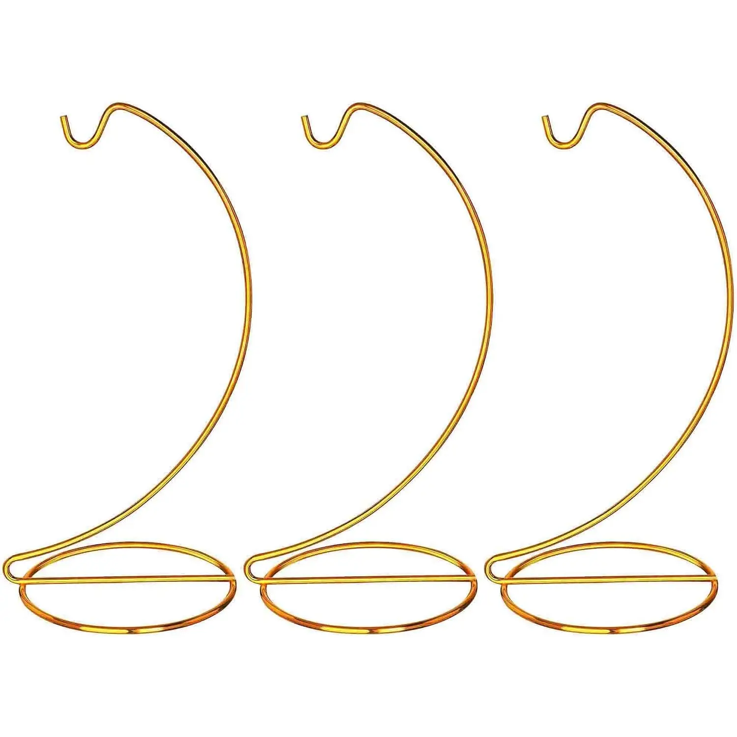 3 Pack 9" H Ornament Display Stand Iron Hanging Stand Ornament Hanger Holder Decor Display Holder Hook for Glass Globe Air Plant Terrarium Table Decor(Gold)