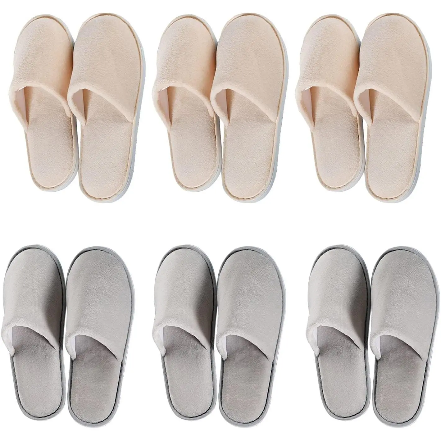 6-10 Pairs Non Slip Disposable Spa Slippers for Guests, Washable Reusable Slippers for Women Men, House, Indoor, Bathroom, Bedroom, Hotel, Bride