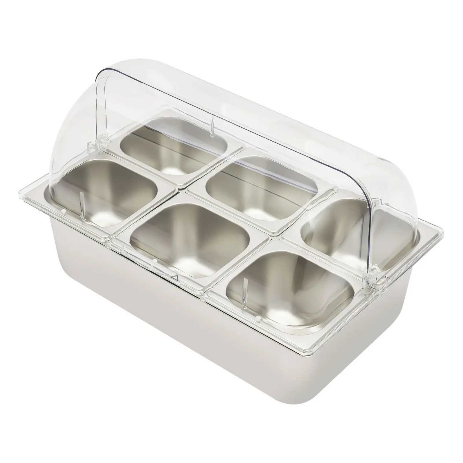 Stainless Steel Antibacterial Countertop Ice-Chilled Display Tray Kitchenware, 6/9 Food Pans, 53*33*33cm, 4.5kg, for Indoor Hotels & Market Buffet Use