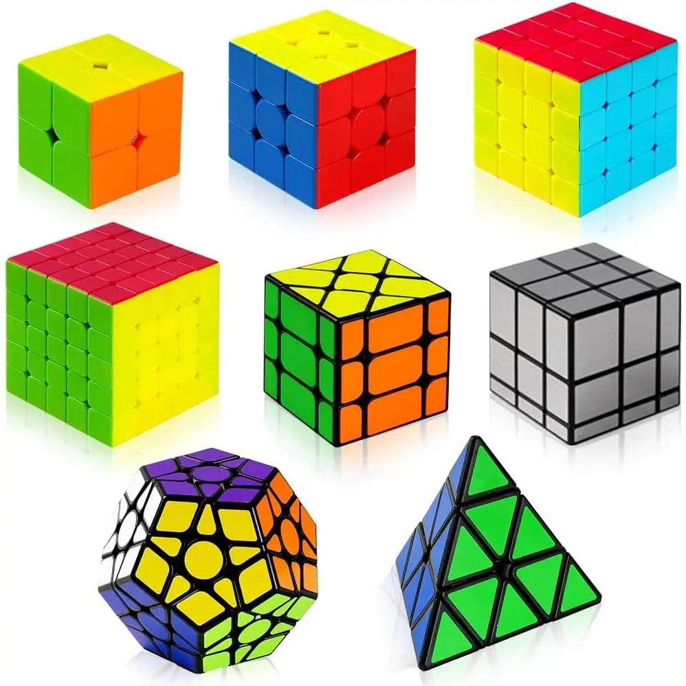 Speed Cubes, [8Pack] Magic Cubes, Puzzle Cube - Megaminx Mirror Pyramid 2x2 3x3 4x4 5x5 Puzzle Cube Collection Speed Cube Bundles for Kids & Adults