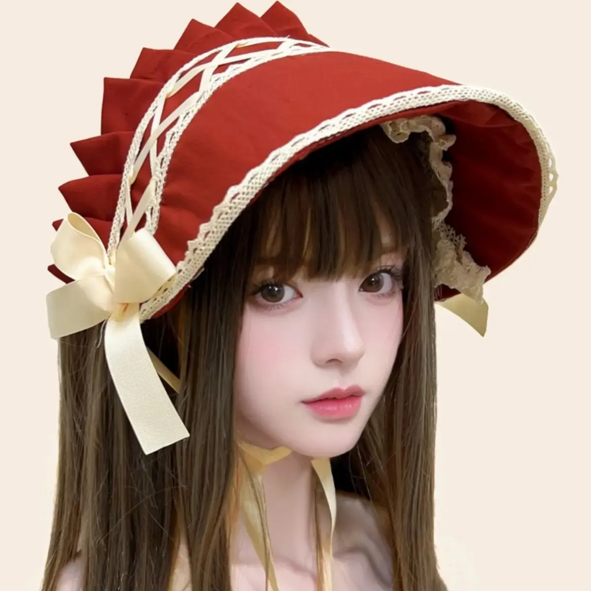 Lolita Hat Gorgeous Bonnet Victorian Headpiece Elegant Party Flat Cap Pastorale Style Lace Hat Bnt Cosplay Prop
