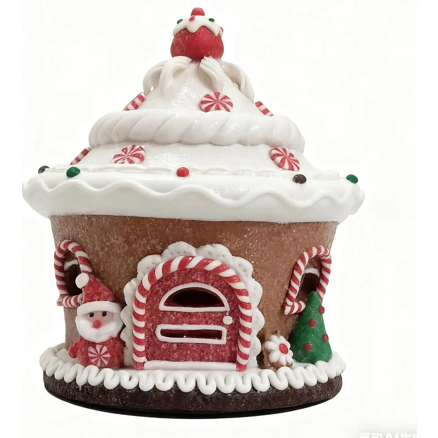 Lighted LED Christmas Gingerbread House Ornaments, Bling Candy House Decor Desktop Adornment for Indoor Room Decor (Brown)