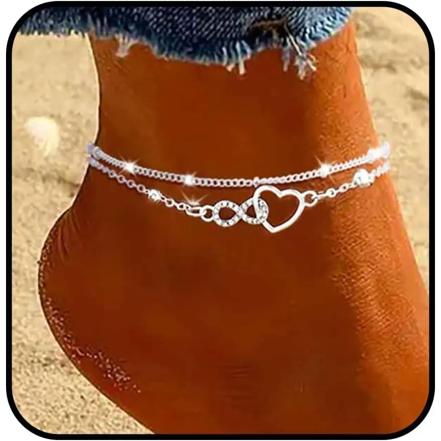 Yalice 925 Sterling Silver Ankle Bracelets for Women Dainty 14K Gold Plated Anklets Set Shiny Waterproof Ankle Chain Cross Beach Foot Jewelry Gifts