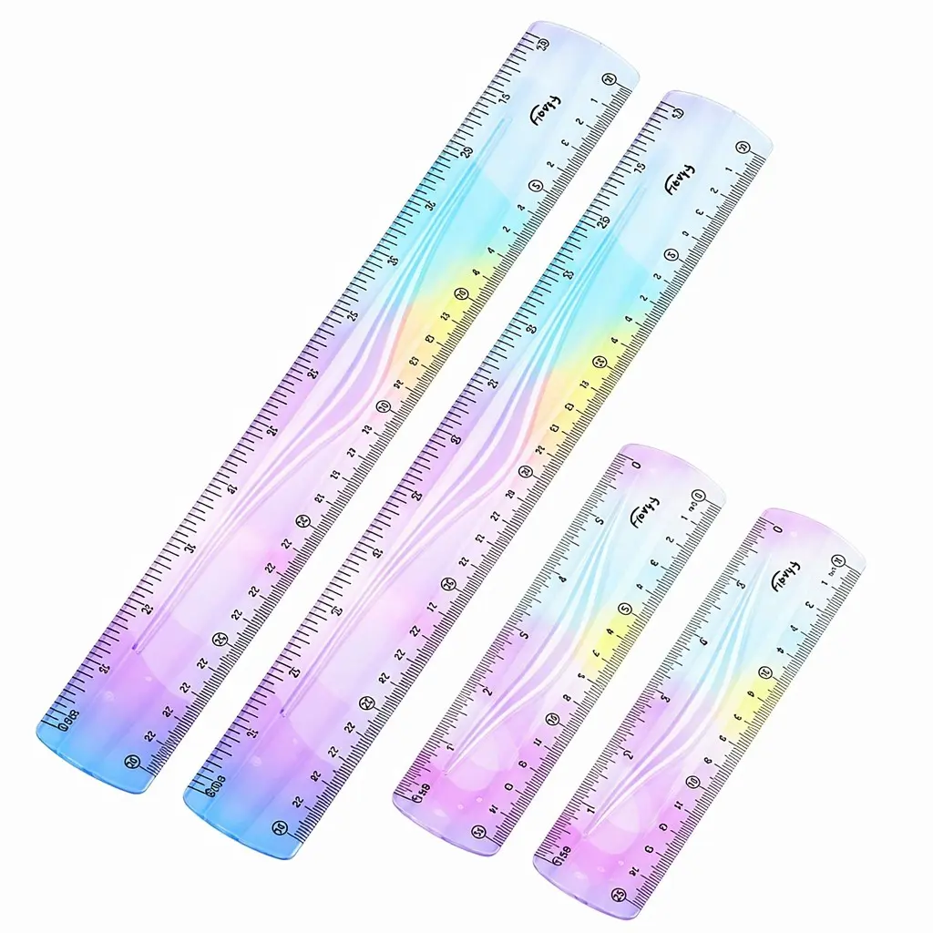 12 Inch & 6 Inch Flexible Ruler, Bendable Plastic Ruler, Soft Bendable Gradient Color Rulers with Centimeters and Inches for Student School Classroom Office Supplies (4 PCS)