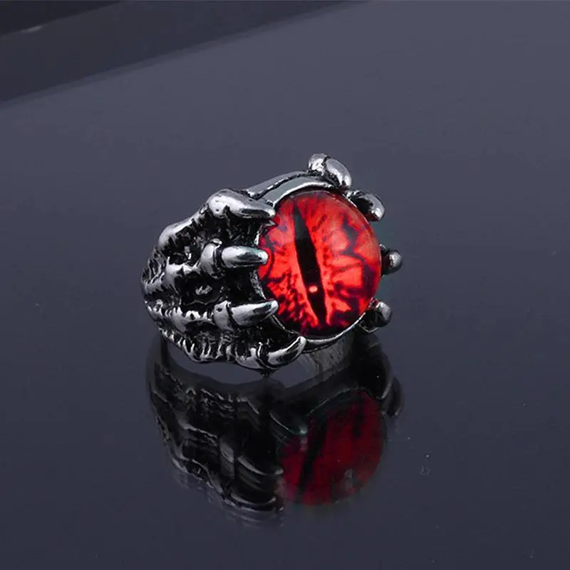 Men's Resizable Evil Eye Ring - Punk Fashion Costume Jewelry, Gothic Fantasy Fake Eyeball Symbolic Eye Pendant Accessory for Male Party Gifts, Fake Eyeball Rings