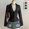 【Black Friday】Elegant Women's Striped Waist-Cinching Blouse, Versatile Stylish Fashion Slim-fitting Shirt for Daily Wear