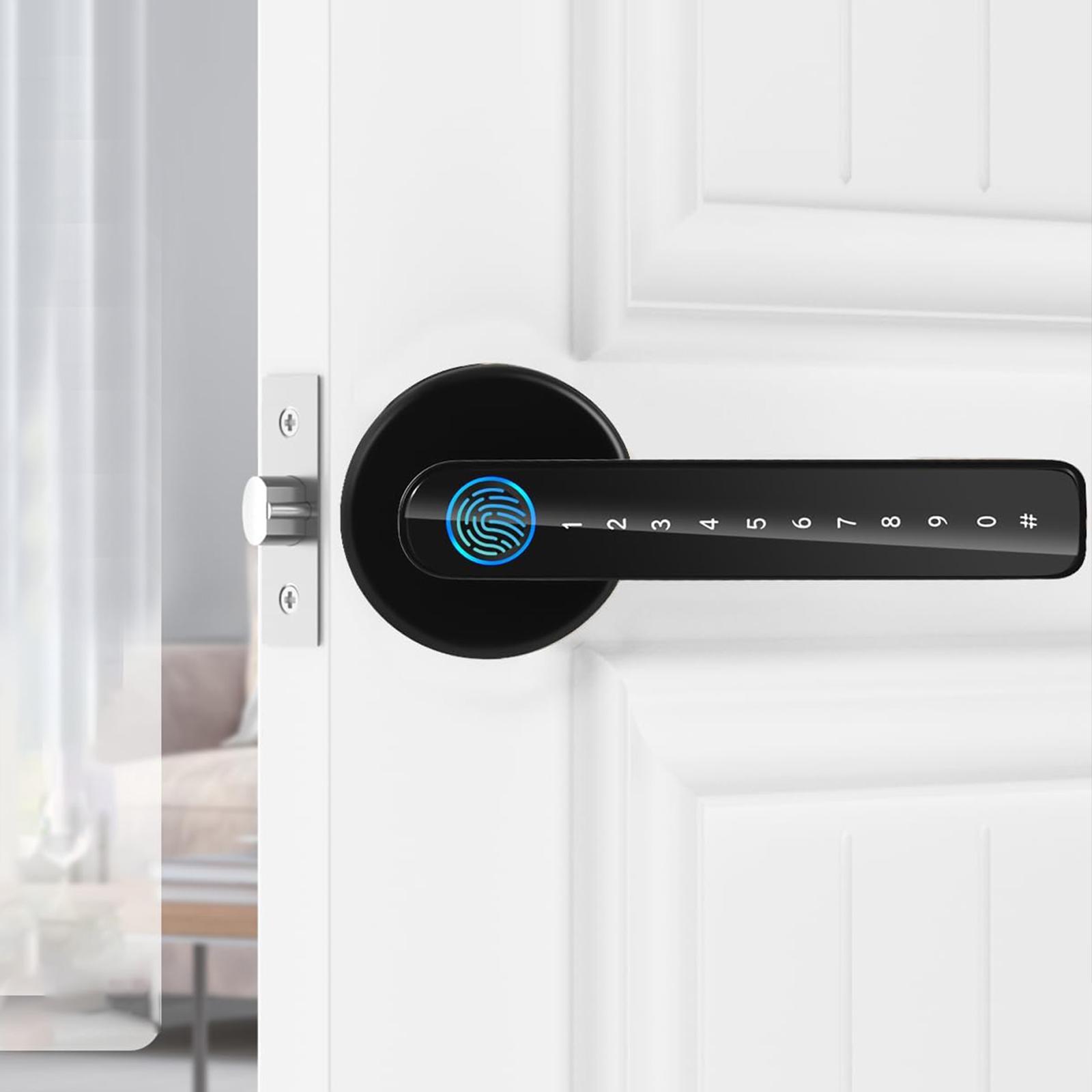Fingerprint Door Lock with Handle Keyless Entry Door Lock with App Control/Key/IC Card for Bedroom Home Hotel Office Apartment NEW