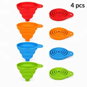 Kitchen Funnel Set, Collapsible Silicone Funnel, Food Grade Kitchenware & Kitchen Gadgets for Filling Water Bottles Liquid Transfer Essential Tools--wb