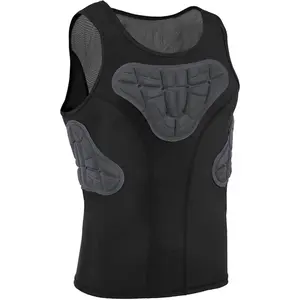 Mens Youth Padded Compression Shirt Football Rib Protectors Baseball Chest Protector Basketball Padded Shirt for Impact Protection
